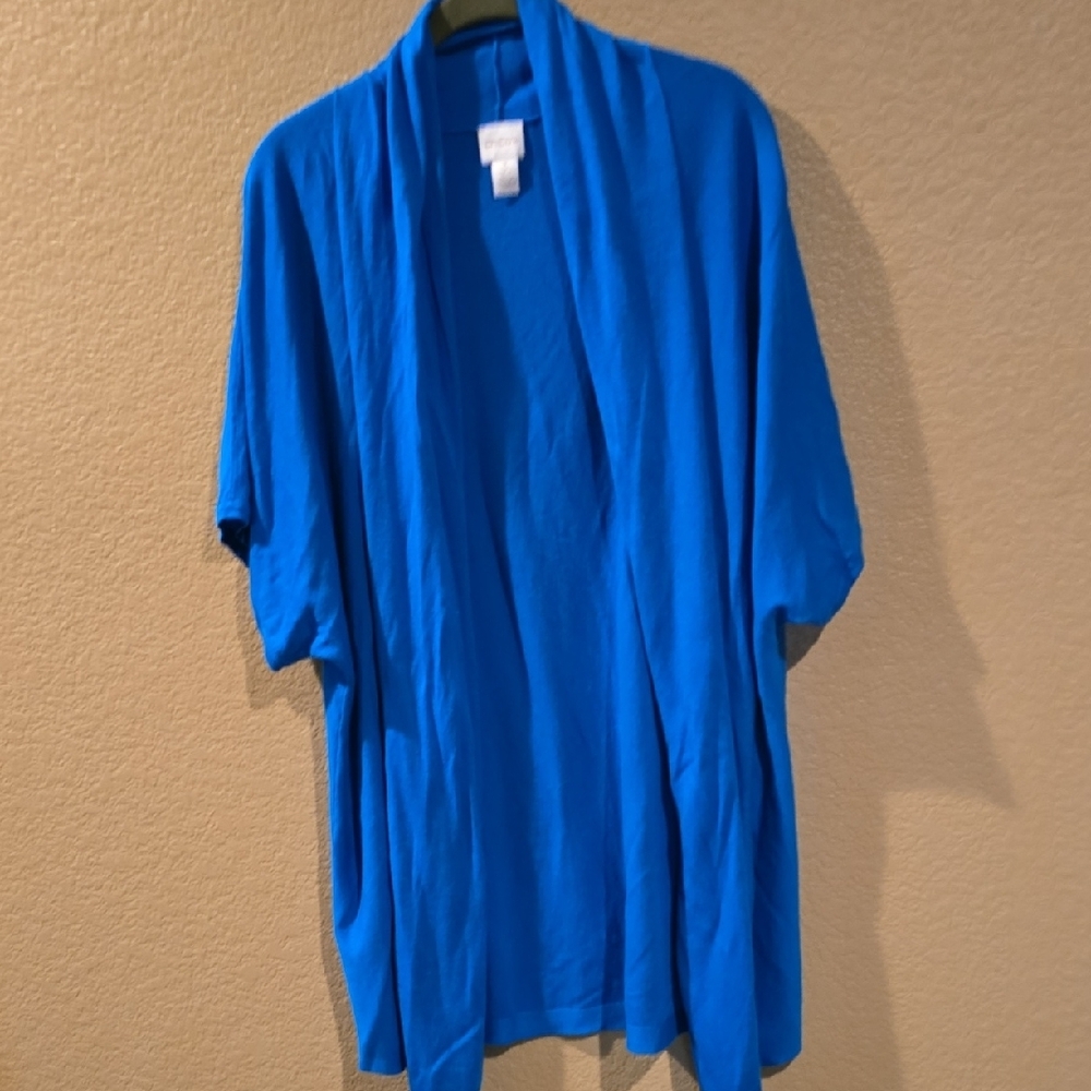 Chico's Blue Flowing Sweater with Open Front Design Size 3 Xl